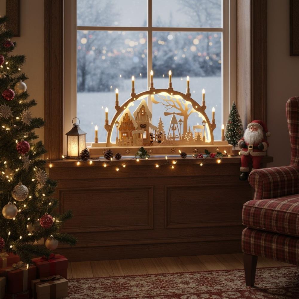 Schwibbogen „Weihnachtsmarkt“ 46-S-LED Holger Seidel, Schönheide