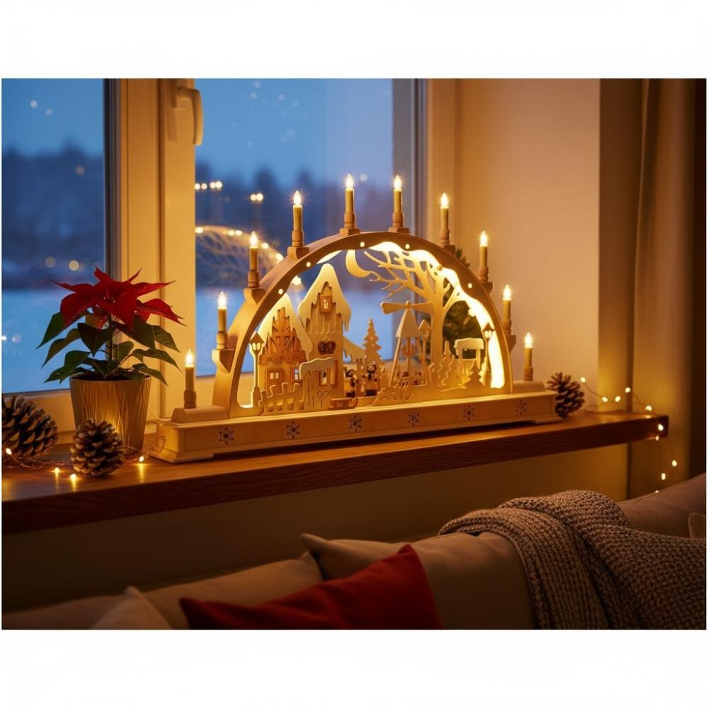 Schwibbogen „Weihnachtsmarkt“ 46-S-LED Holger Seidel, Schönheide