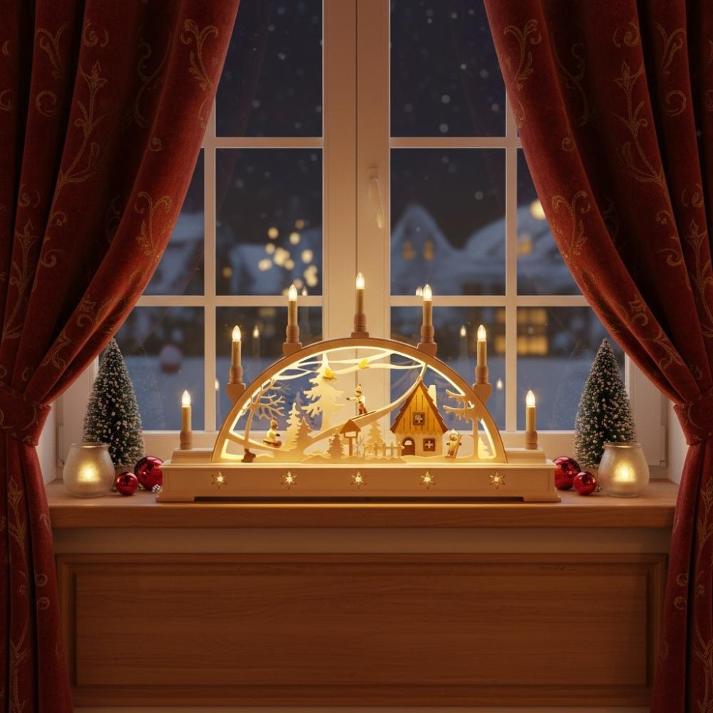 Schwibbogen "Wintersportler" 640-09S – Holger Seidel, Schönheide