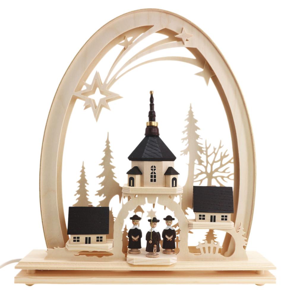 Seidel LED Schwibbogen „Seiffener Kirche mit Stollen“ 823-G
