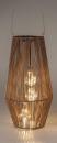 Laterne in Rattan-Optik 24x45cm mit 3 Solar-Birnen, aus Metall gefertigt und mit naturfarbenen Kunststoff-Bändern bespannt